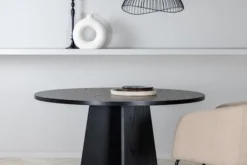 Stół do jadalni Quishly okrągły średnica 110 cm/dąb czarny