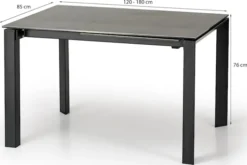 Stól rozkładany Biviely 120-180 cm ceramiczny blat szary / czarny