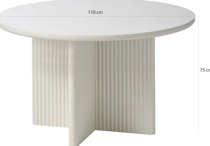 Stół okrągły Athenise 110 cm podstawa krzyżowa lamele jasnoszary