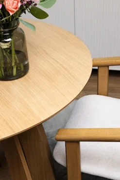 Stół okrągły do jadalni Diciffy 100 cm dąb naturalny fornir