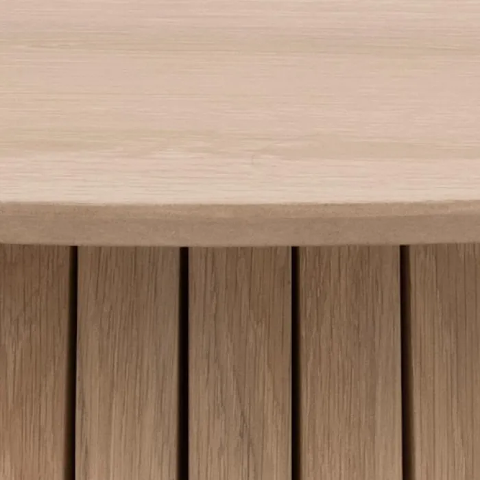 Stół okrągły Gimmar dąb bielony z lamelową podstawą 120 cm