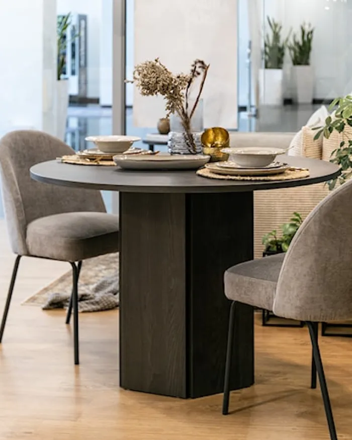 Stół okrągły Hexa 110 cm Jesion Portland Czarny