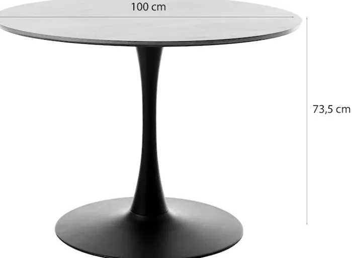 Stół okrągły Obleos 100 cm biały z czarną podstawą