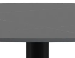 Stolik barowy Roshly średnica 80 cm czarny ceramiczny blat z metalową podstawą