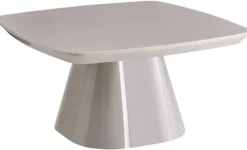 Stolik kawowy Adievent 80x80 cm jasnoszary wysoki połysk