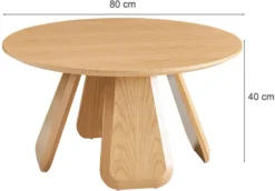 Stolik kawowy Affitly okrągły 80 cm dąb naturalny fornir