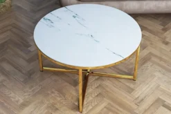 Stolik kawowy Alisma o średnicy 80 cm - złota podstawa