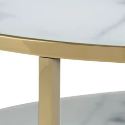 Stolik kawowy Alisma z półką średnica 80 cm złota podstawa