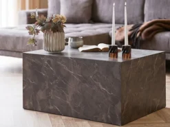Stolik kawowy Asserves 60x80 cm brązowy marmur