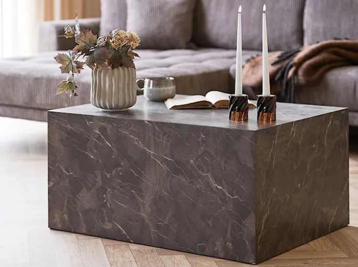 Stolik kawowy Asserves 60x80 cm brązowy marmur