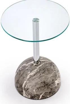 Stolik kawowy Calvane okrągły 40 cm transparentny/szary marmur