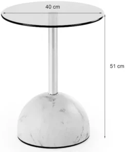 Stolik kawowy Calvane okrągły 40 cm transparentny/szary marmur