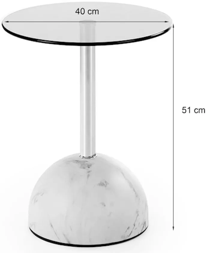 Stolik kawowy Calvane okrągły 40 cm transparentny/szary marmur