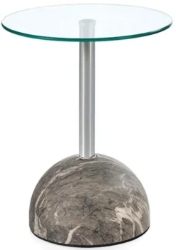 Stolik kawowy Calvane okrągły 40 cm transparentny/szary marmur