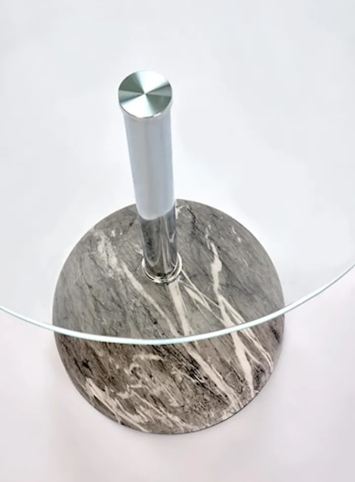 Stolik kawowy Calvane okrągły 40 cm transparentny/szary marmur