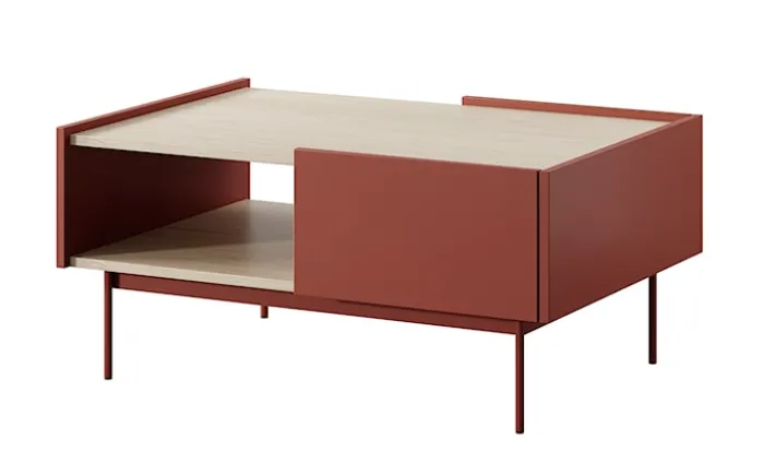 Stolik kawowy Color 97x65 cm z szufladami Ceglasty / Dąb Linea
