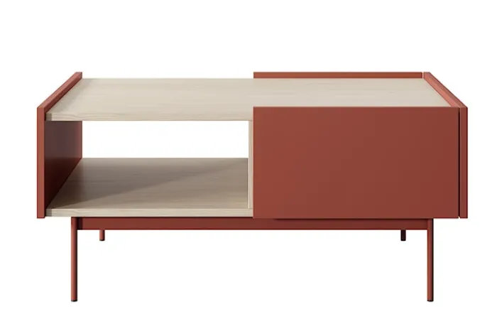 Stolik kawowy Color 97x65 cm z szufladami Ceglasty / Dąb Linea