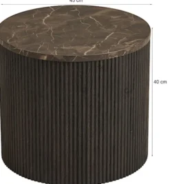 Stolik kawowy Cotven okrągły 45 cm brązowy marmur