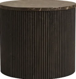 Stolik kawowy Cotven okrągły 45 cm brązowy marmur