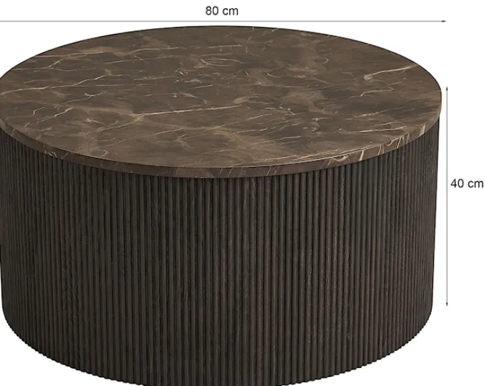 Stolik kawowy Cotven okrągły 80 cm brązowy marmur