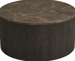 Stolik kawowy Cotven okrągły 80 cm brązowy marmur