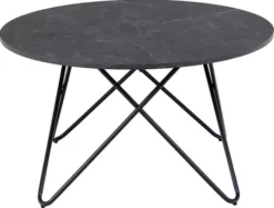 Stolik kawowy Cowelle okrągły 80 cm czarny na metalowej podstawie