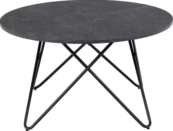 Stolik kawowy Cowelle okrągły 80 cm czarny na metalowej podstawie