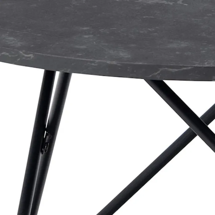 Stolik kawowy Cowelle okrągły 80 cm czarny na metalowej podstawie