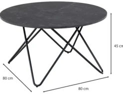 Stolik kawowy Cowelle okrągły 80 cm czarny na metalowej podstawie