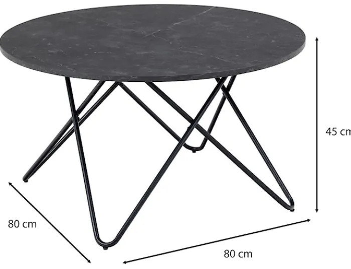 Stolik kawowy Cowelle okrągły 80 cm czarny na metalowej podstawie