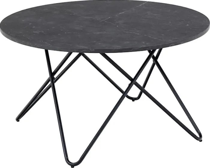 Stolik kawowy Cowelle okrągły 80 cm czarny na metalowej podstawie