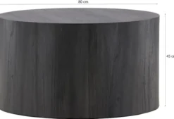 Stolik kawowy Dispect okrągły blat 80 cm dąb czarny