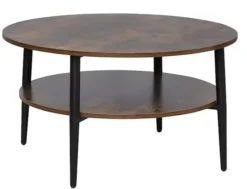 Stolik kawowy Ella średnica 80 cm dąb rustykalny/ czarny