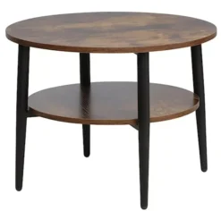 Stolik kawowy Ella średnica 60 cm dąb rustykalny/ czarny