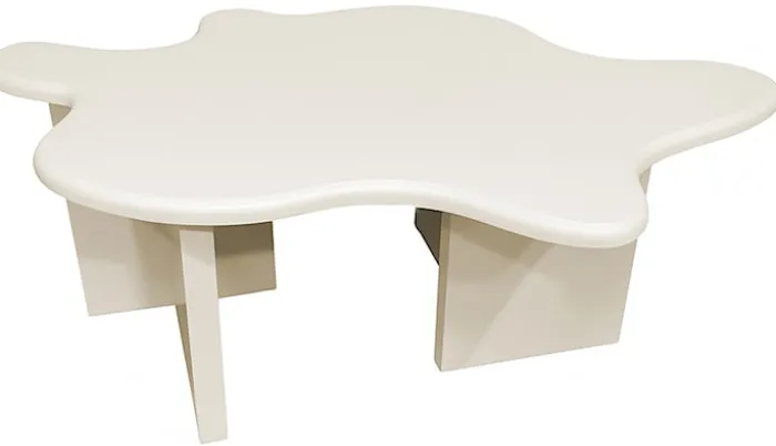 Stolik kawowy Ellune 116x76 cm beżowy z blatem o nieregularnym kształcie