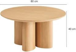Stolik kawowy Etially okrągły 80 cm dąb naturalny fornir