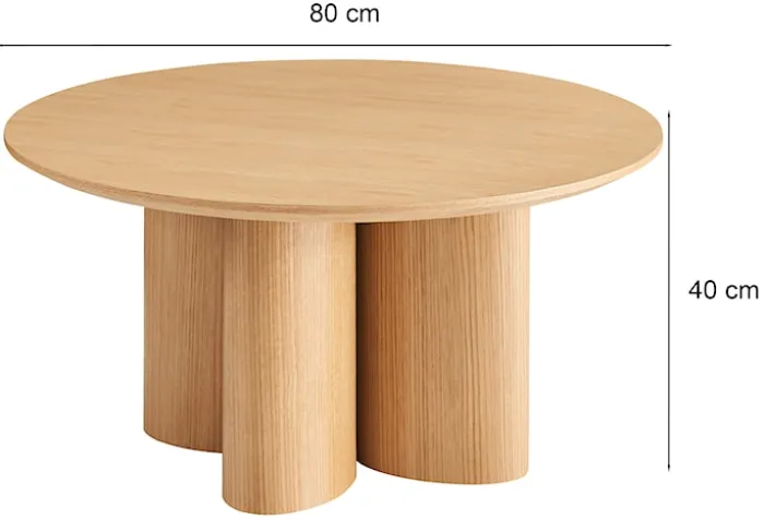 Stolik kawowy Etially okrągły 80 cm dąb naturalny fornir