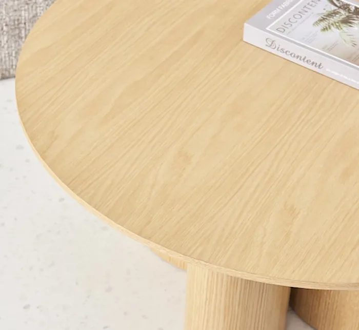 Stolik kawowy Etially okrągły 80 cm dąb naturalny fornir