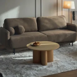 Stolik kawowy Etially okrągły 80 cm dąb naturalny fornir