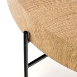 Stolik kawowy Filewdy średnica 80 cm dąb naturalny - czarny