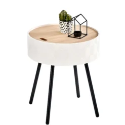 Stolik kawowy Gikoble biały średnica 38 cm