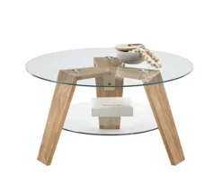 Stolik kawowy Hireell 75x75 cm ze szklanym blatem