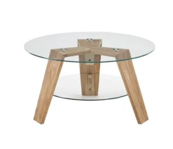 Stolik kawowy Hireell 75x75 cm ze szklanym blatem