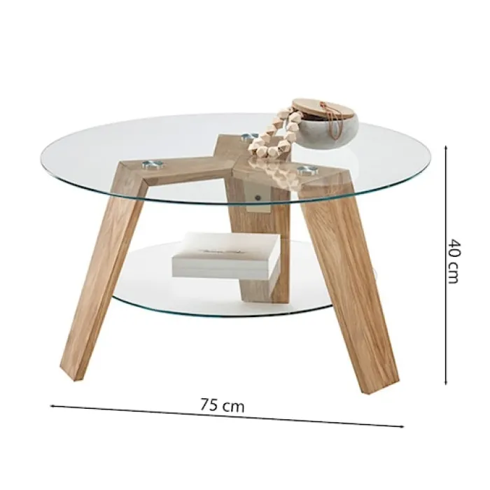 Stolik kawowy Hireell 75x75 cm ze szklanym blatem