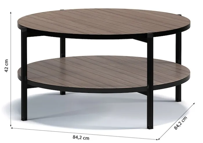 Stolik kawowy Kortala okrągły 80 cm captains deck z półką