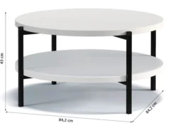 Stolik kawowy Kortala okrągły 80 cm biały mat z półką