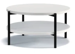 Stolik kawowy Kortala okrągły 80 cm biały mat z półką