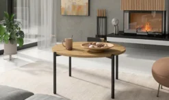 Stolik kawowy Kortala okrągły 80 cm dąb artisan niski