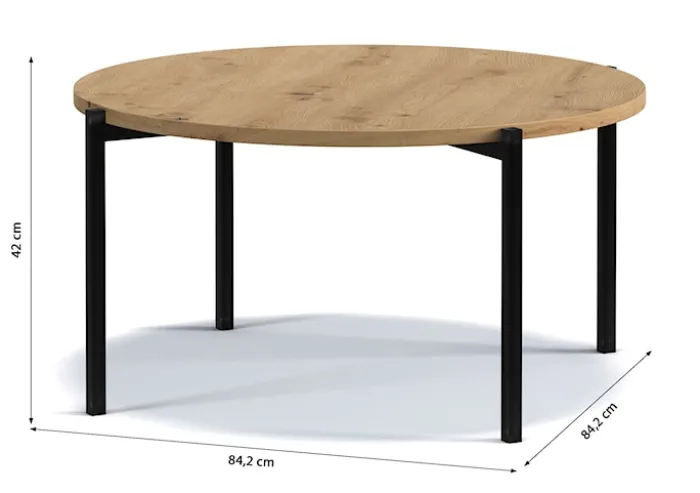 Stolik kawowy Kortala okrągły 80 cm dąb artisan niski
