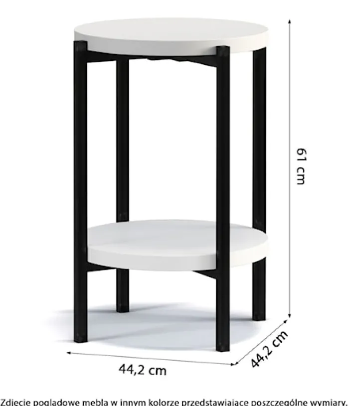 Stolik kawowy Kortala okrągły 40 cm czarny mat wysoki